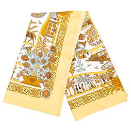 Lenço de seda Hermès White Decoupages 90 Branco