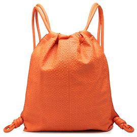 LOEWE Orange Embossed Anagram Leather Yago Knot Backpack Orange