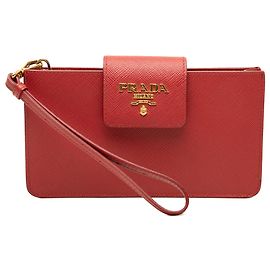 Prada Red Saffiano Wristlet Phone Case Red