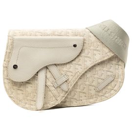 Borsa Messenger Saddle Dior in tela Oblique marrone Marrone Beige