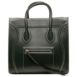Céline Celine Phantom Luggage Tote Medium in pelle di vitello liscia nera Nero