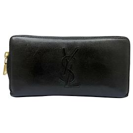 Autre Marque Saint Laurent Black Leather Long Wallet Black