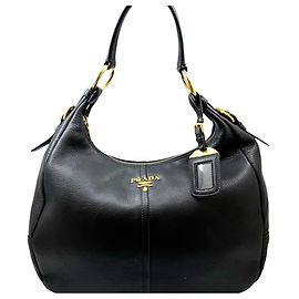 Prada Black Leather Tote Bag Black