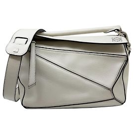 Bolsa Loewe Puzzle Small em couro branco, mala de ombro Branco
