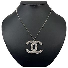 Collier Chanel Coco Argenté Strass Argenté