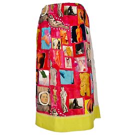 Jupe midi Marni avec imprimé collage d'art et statue en viscose multicolore Multicolore
