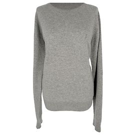 Autre Marque Yves Saint Laurent Logo-Sweatshirt aus grauer Wolle Grau