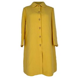 Miu Miu Button-Down Coat in Yellow Wool Yellow