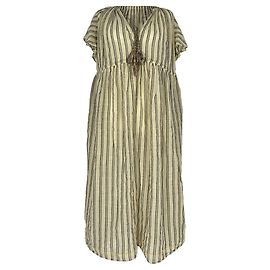 Vestido midi a rayas Ariane Ulla Johnson en algodón Ivory Blanco Crudo
