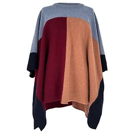 Sandro Color-Block Poncho-Pullover aus multicolored Wolle Mehrfarben
