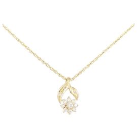 Autre Marque Colar Au750 Flor e Diamantes Dourado