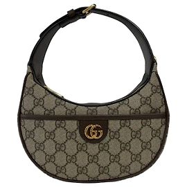 Gucci Bolsa de Ombro Super Mini Ophidia Half Moon Marrom