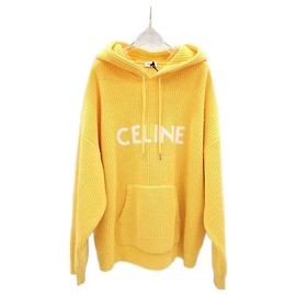 Céline Gerippter Wollpullover mit Kapuze Grün