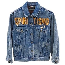 Gucci Embroidered Denim Jacket Blue