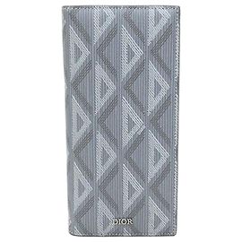 Dior Diamond Canvas Vertical Long Wallet Brown
