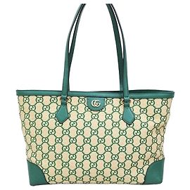 Gucci Ophidia Raffia Tote Shoulder Bag Medium Green