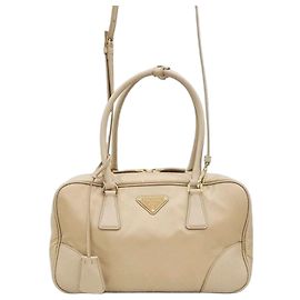 Prada Medium Re-Nylon and Saffiano Two-Handle Bag Brown