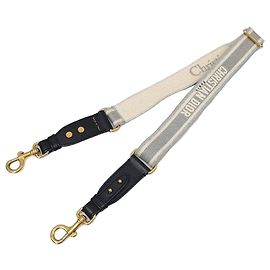 Dior Gray Embroidered Canvas Ring Shoulder Strap Brown