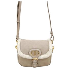 Dior Picca borsa a tracolla in shearling beige Marrone