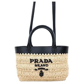 Prada Mini mala tote de couro crochetado Marrom