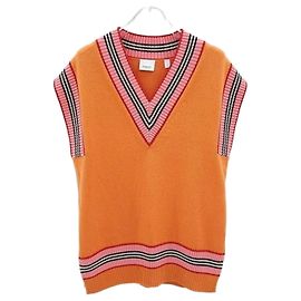Burberry Strickweste aus Baumwolle mit orangefarbenem Logo XS Orange
