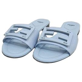 Fendi Blue Baguette Sandal Slippers Blue
