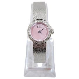 Dior Relógio de aço Mini Satin com madrepérola e diamantes Branco