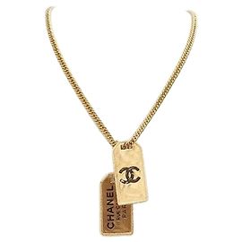 Chanel Colar de corrente com números em metal dourado Dourado