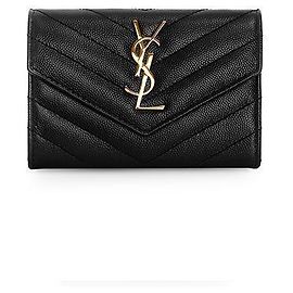 Autre Marque Cassandra Monogram Matelassé Gold-Plated Envelope Small Card Holder Multiple colors
