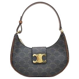 Céline Bolsa Triomphe Ava Medium Canvas Taupe Marrom