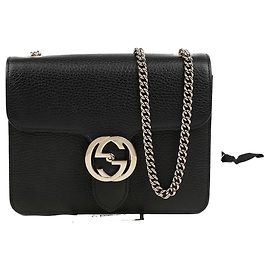Gucci Borsa a tracolla in pelle nera da donna Nero