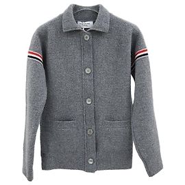 Thom Browne Wool Cashmere Cotton Loopback Work Jacket Light Gray Brown