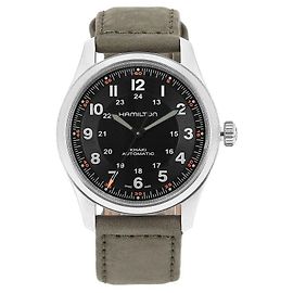 Autre Marque Relógio de couro para homem Khaki Field Titanium Marrom