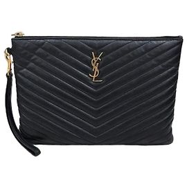 Autre Marque Clutch con tracolla in pelle matelassé Marrone