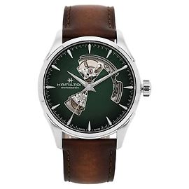 Autre Marque Jazzmaster Open Heart Men's Leather Watch Black