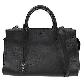 Autre Marque Small Cabas Rive Gauche em couro preto, mala tote e mala de ombro Preto