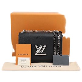 Louis Vuitton Bolsa de Corrente Twist MM em Couro Grão Preto Preto