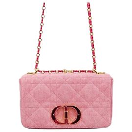 Dior Karo Shoulder Bag Medium Denim Bright Pink Pink