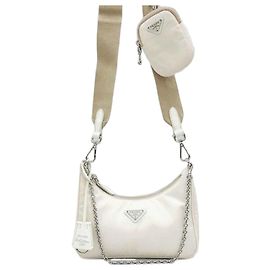 Prada Re-Edition Nylon Schultertasche Weiß Weiß