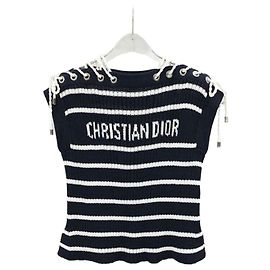 Dior Riviera Kurzarm-Pullover mit Schnürung Grün