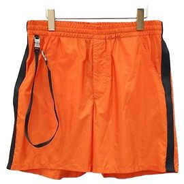 Prada Calções de nylon com logótipo de triângulo laranja Laranja