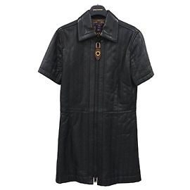 Louis Vuitton Vestido reto de pele de cordeiro acolchoado com fecho éclair Verde