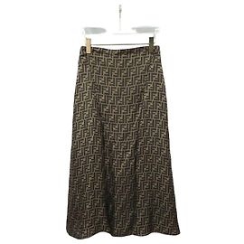 Jupe Fendi FF Twill en cuir Multicolore