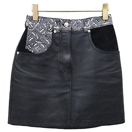 Louis Vuitton Saia em pele de cordeiro Monogram Shadow Multicor