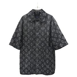 Louis Vuitton Kurzärmeliges Chambray-Hemd mit Monogramm Mehrfarben