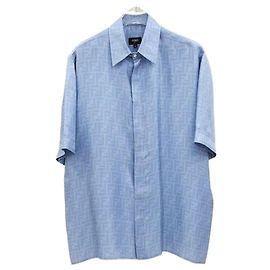 Fendi Camisa de seda azul claro com padrão Azul