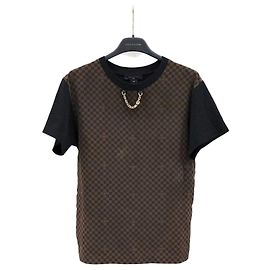 Louis Vuitton Kurzarm-T-Shirt mit Micro Damier-Einsatz XS Grün