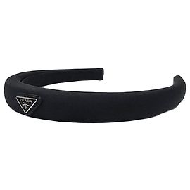 Prada Banda de cabelo em nylon com logótipo de triângulo preto Preto