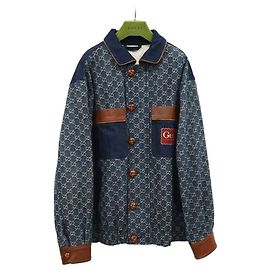 Gucci Eco Washed Organic Bomber Denim Jacket Blue