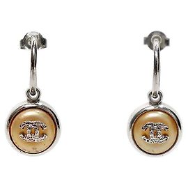 Chanel Round CC Silver Ohrringe Silber